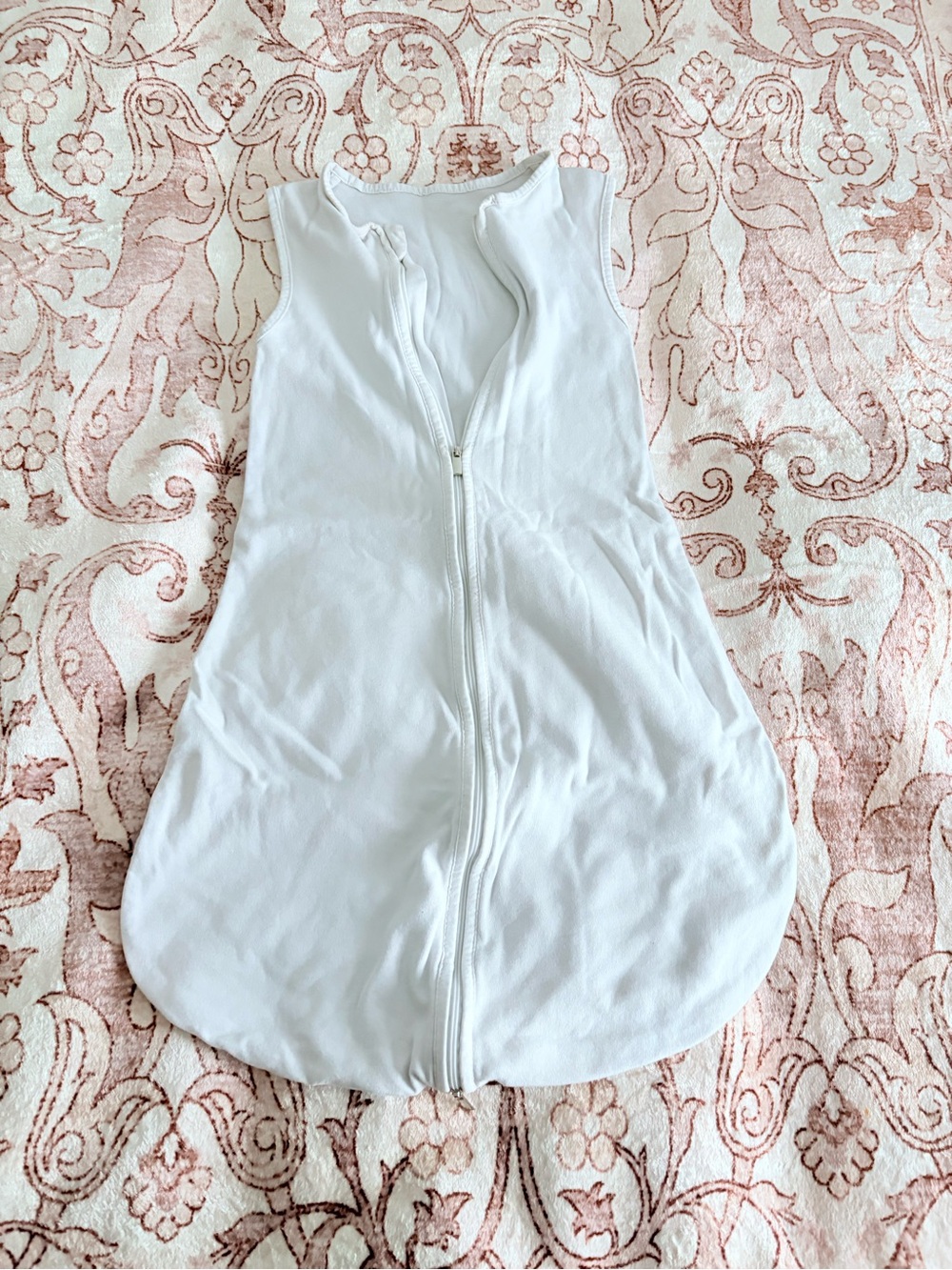 White Zippered Baby Sleep Sack Bodysuit - Sleeveless One-Piece